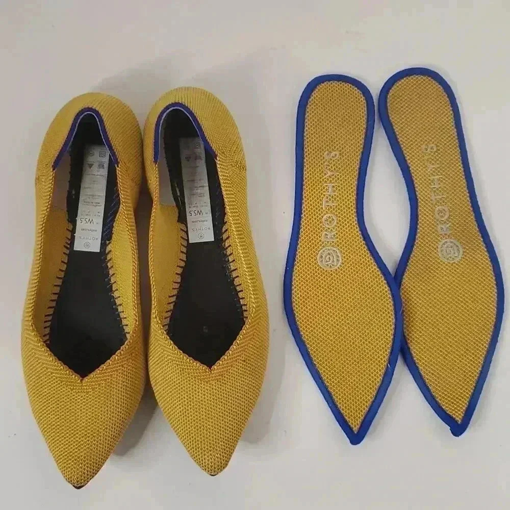 Rothy's Shoe Size 5.5 Yellow Rubber Woven Pointed Toe closed heel Shoes